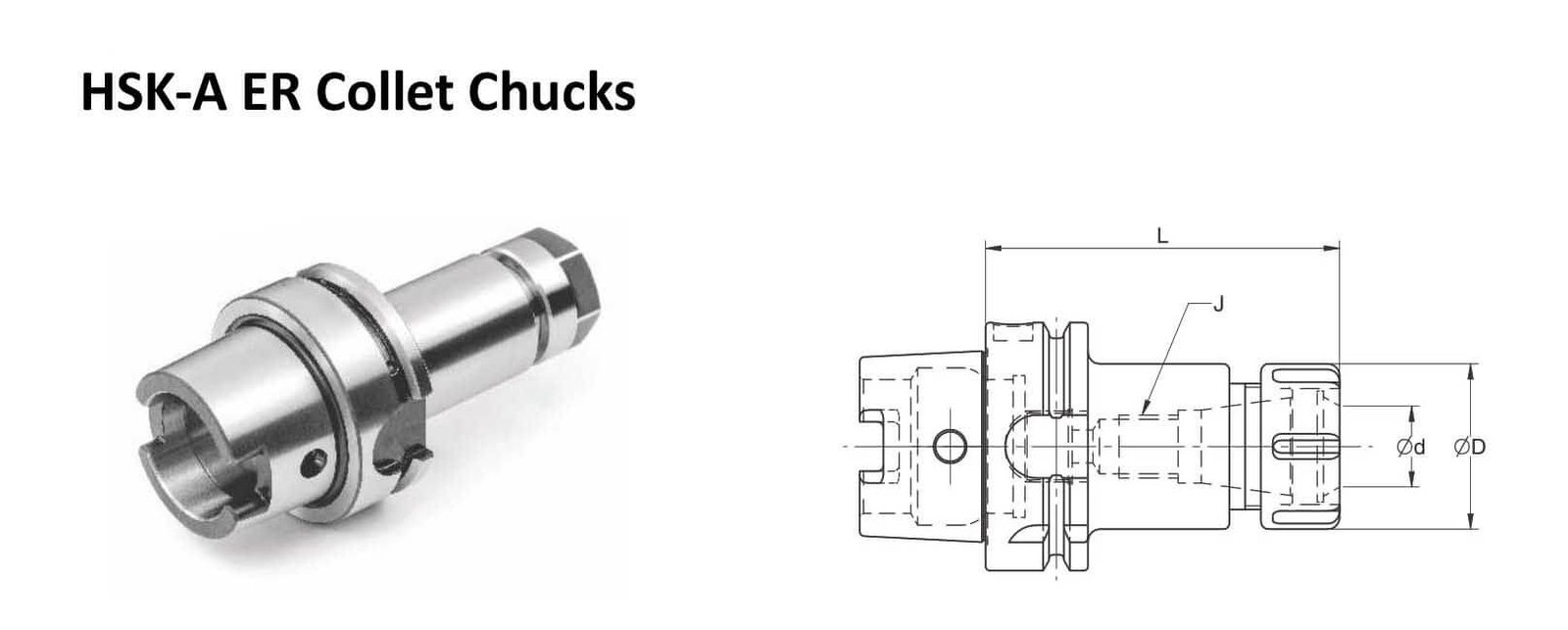 HSK-A 63 ER16 - 3.54 ER Collet Chuck (Balanced to 2.5G 25000 RPM) (DIN 6499)